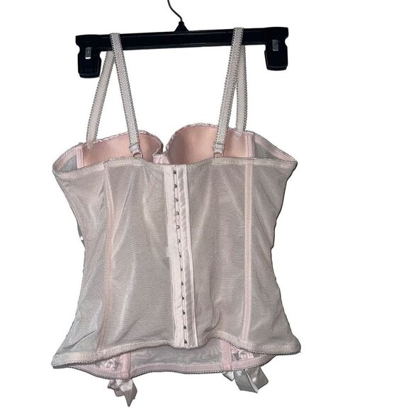 Donna Loren Gold Label Womens Bustier Top 34B Pink Corset Style Bra Embroidered - Picture 5 of 9